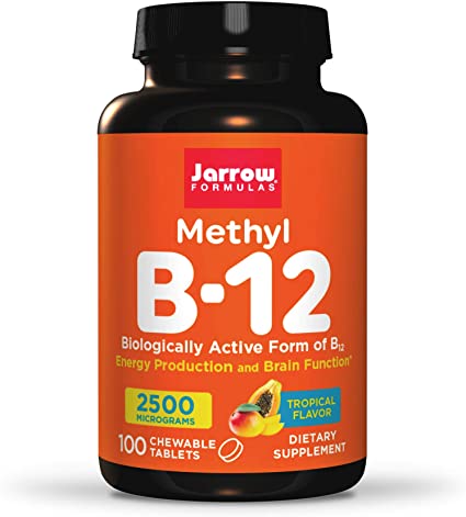 Jarrow Formulas Methyl B-12 2500mcg Tropical Flavour, 100 Chewable Tablets