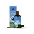 Child's hand holding a dropper filled with Korilane Bilberry Extract ready for use