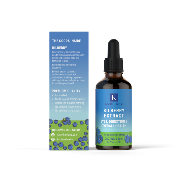Image of the dropper delivering a precise dose of Bilberry Extract into a child's mouth