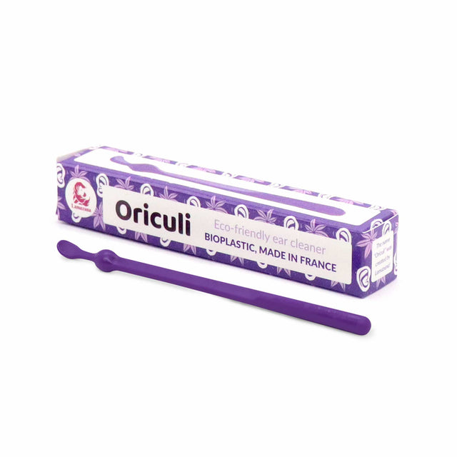 Purple Lamazuna Oriculi made from sustainable castor oil-based bioplastic, eco-friendly ear cleaner tool