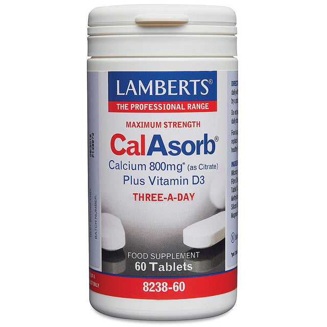 Lamberts Maximum Strength CalAsorb Calcium 800mg with Vitamin D3, 60 Tablets