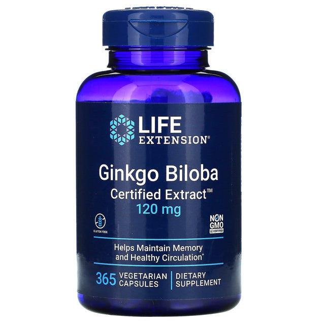 Life Extension Ginkgo Biloba Certified Extract 120mg, 365VCapsules