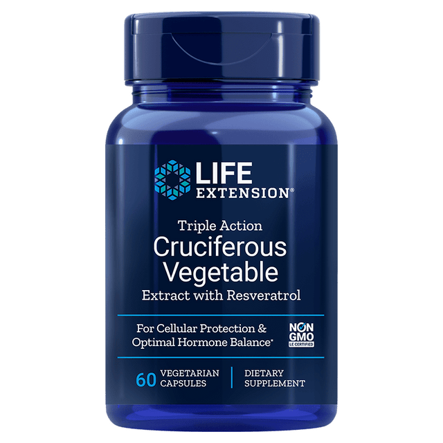 Life Extension Triple-Action Cruciferous Vegetable Extract with Resveratrol, 60 VCapsules