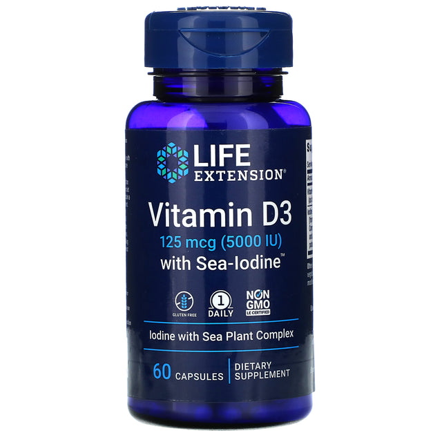 Life Extension Vitamin D3 with Sea-Iodine, 60 Capsules