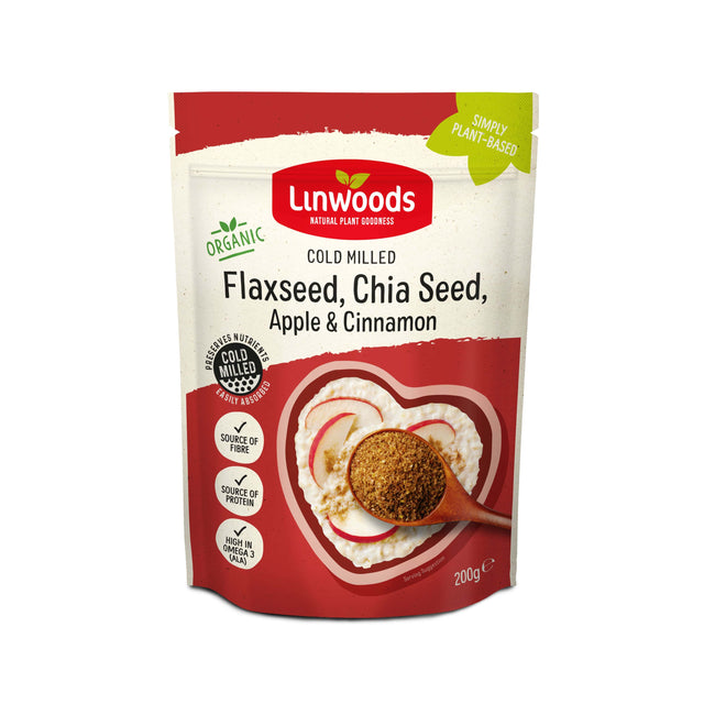 Linwoods Milled Flaxseed, Chia Seed, Apple & Cinnamon, 200gr