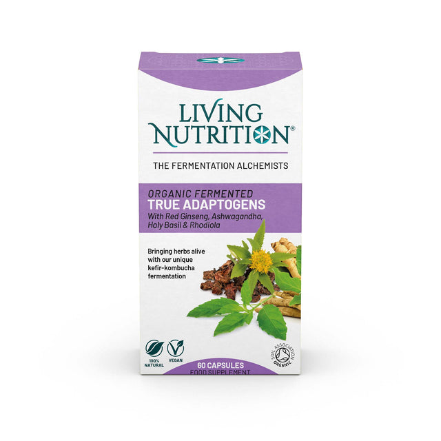 Living Nutrition Organic Fermented True Adaptogens,  60 Capsules