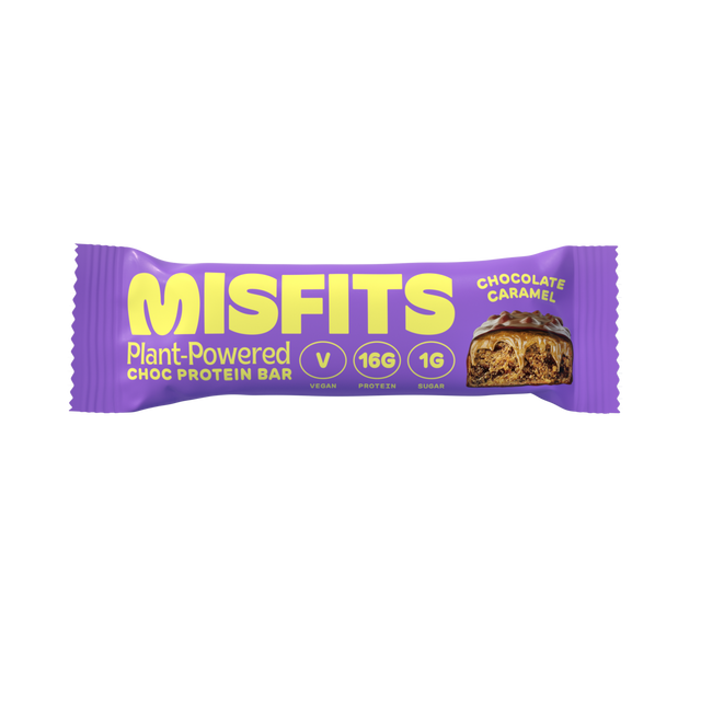 Misfits Vegan Milk Chocolate Caramel Protein Bar, 45gr