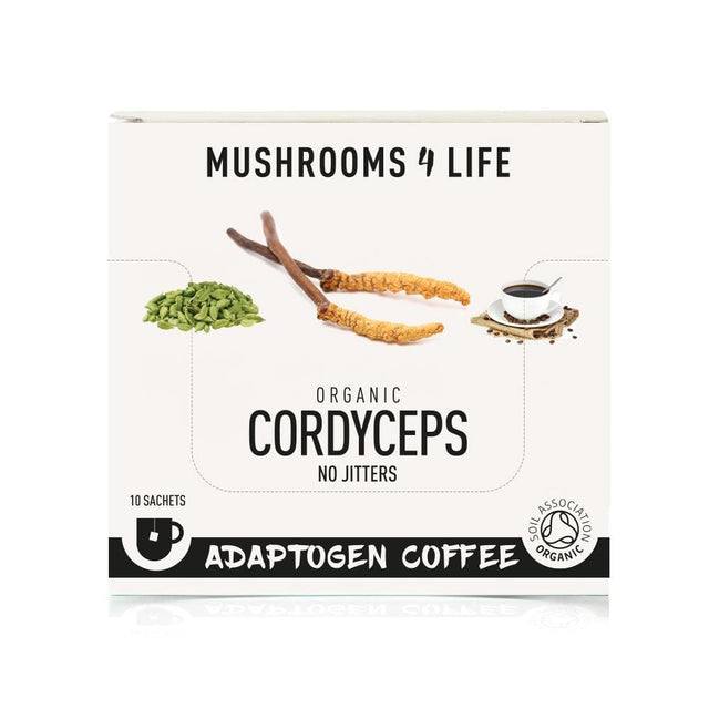 Mushrooms 4 Life Organic Cordyceps - Adaptogen Coffee, 10 Sachets