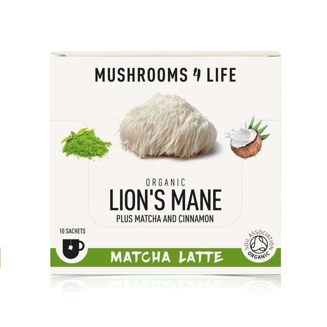 Mushrooms 4 Life Organic Lion’s Mane - Matcha Latte Sachets, 10 Sachets