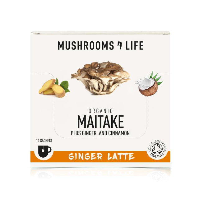 Mushrooms 4 Life Organic Maitake - Ginger Latte Sachets, 10 Sachets
