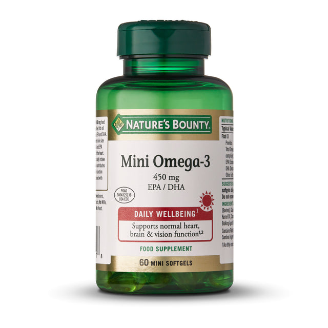 Natures Bounty Mini Omega 3- 450mg, 60 Softgels