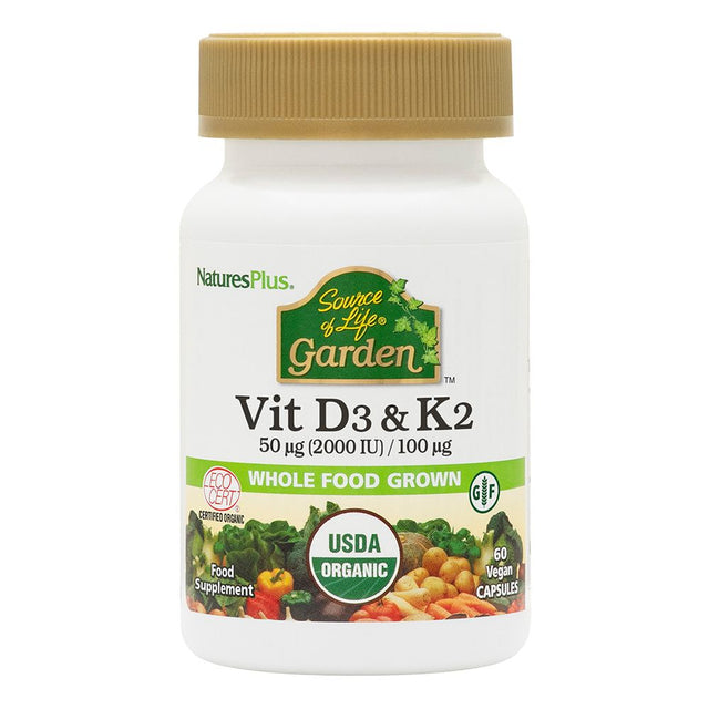 Nature's Plus Source of Life Garden Vitamins D3 & K2, 60 Capsules