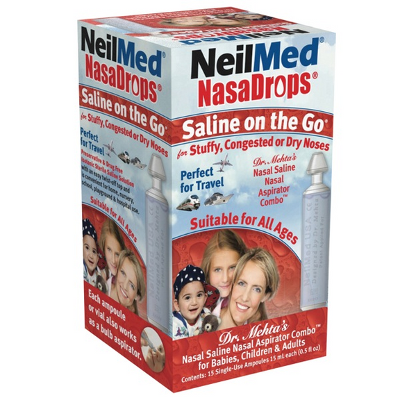 NeilMed NasaDrops Saline On The Go,  15 X 15ml