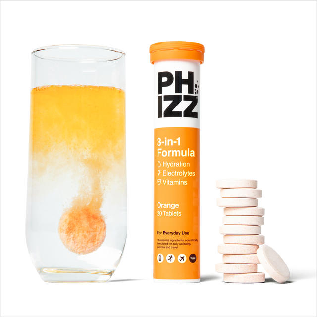 Phizz Orange 3-in-1 Hydration, Electrolytes and Vitamins Effervescent, 20 Tablets