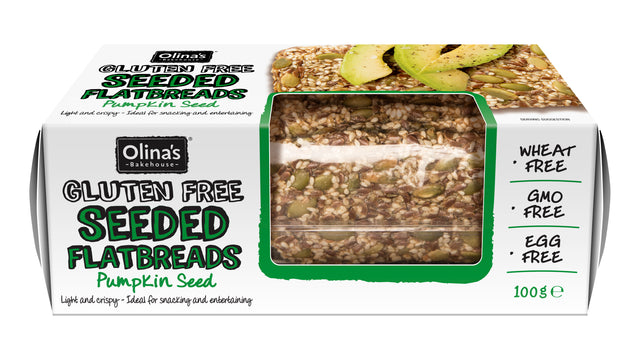 Olina's Bakehouse Seeded Flatbread Gluten Free Pumpkin Seeds, 100gr