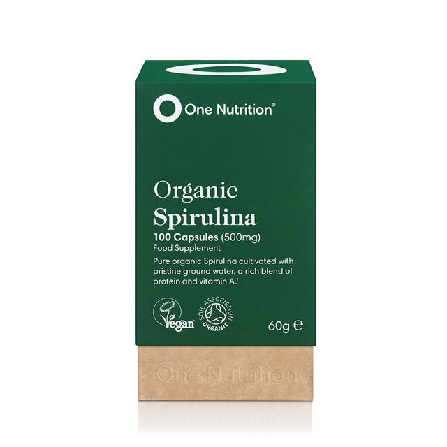 One Nutrition Spirulina - 500mg Organic & Vegan, 100 Capsules