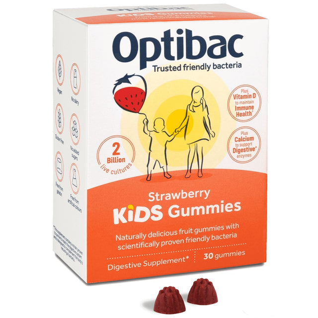 OptiBac Probiotics Strawberry Kids Gummies, 30 Gummies