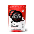 Richly textured scoop of Planet Paleo Keto Collagen powder showcasing its fine, granular consistency
