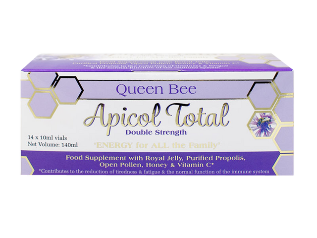 Queen Bee Apicol Total Double Strength Royal Jelly, 14 Vials