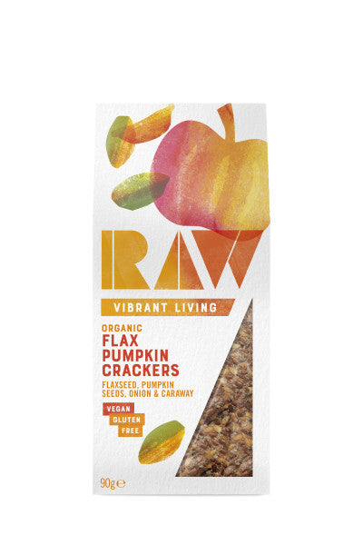 Raw Vibrant Living Organic Flax Pumpkin Crackers,  90gr