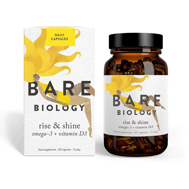 Bare Biology Rise & Shine Omega-3 + Vitamin D3,  60 Capsules