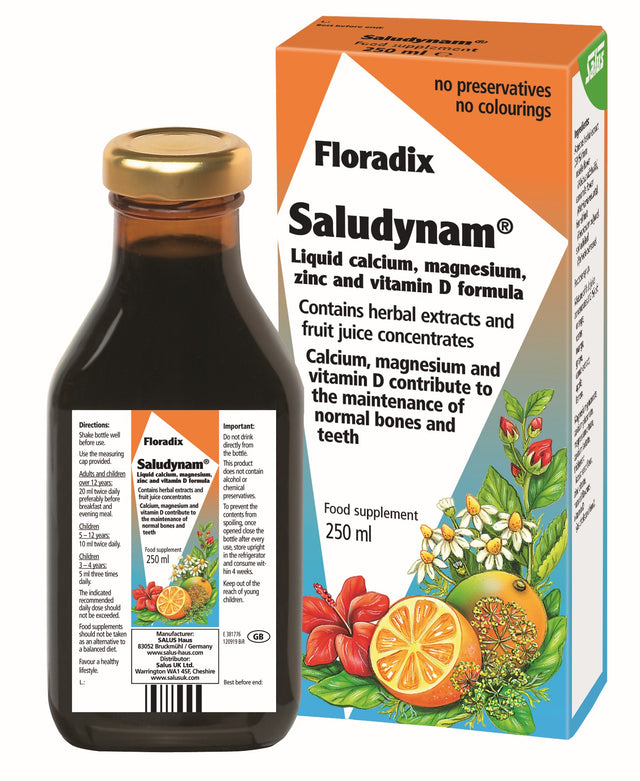 Floradix Saludynam Liquid Calcium Mag Zinc Formula, 250ml