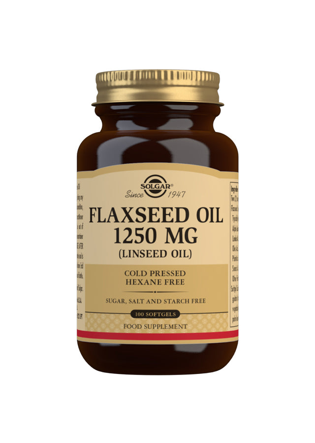 Solgar Cold Pressed Flaxseed Oil, 1250mg, 100 SoftGels