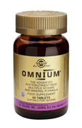 Two Solgar Omnium (Multi phytonutrient) tablets showcasing comprehensive nutrient blend for daily vitality and active lifestyle support
