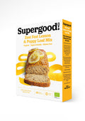A close-up of a freshly baked, golden lemon and poppy seed loaf made with Supergood! Zest Fest mix, showcasing its moist texture and colourful poppy seeds