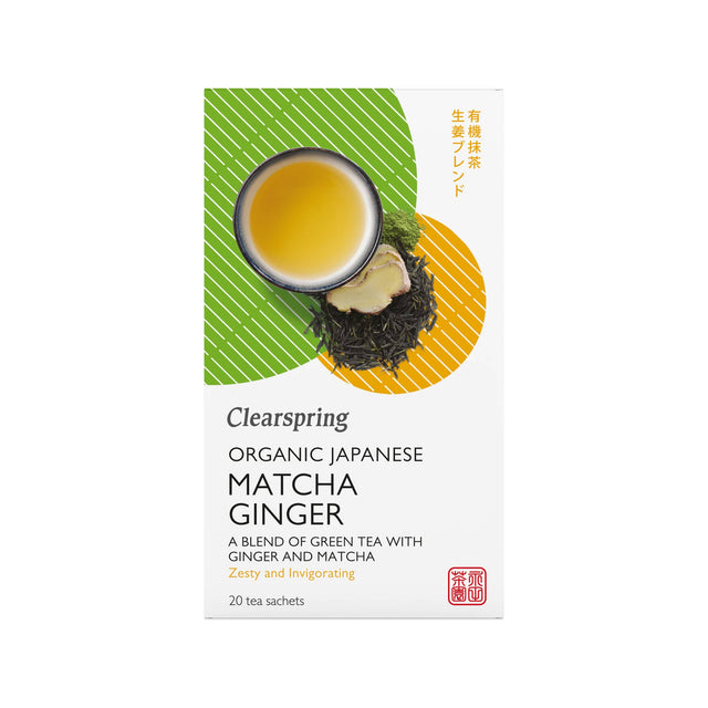 Clearspring Organic Matcha Ginger Green Tea - Tea bags/box, 20Bags