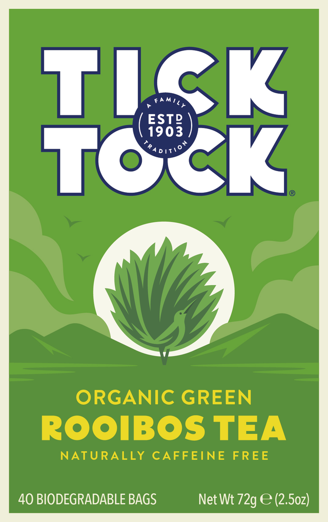 Tick Tock Organic Rooibos Green Tea, 40 bags