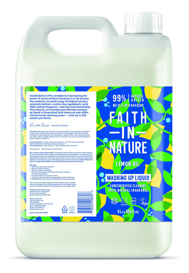 Faith in Nature Washing Up Liquid, 5Ltr