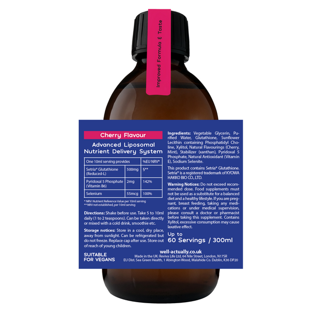 Well Actually Liposomal Glutathione 500mg- Dual Action, 300ml