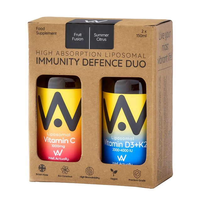 Well Actually Liposomal Immune Defence Duo - Vitamin C + D3 & K2, 2 x 150ml