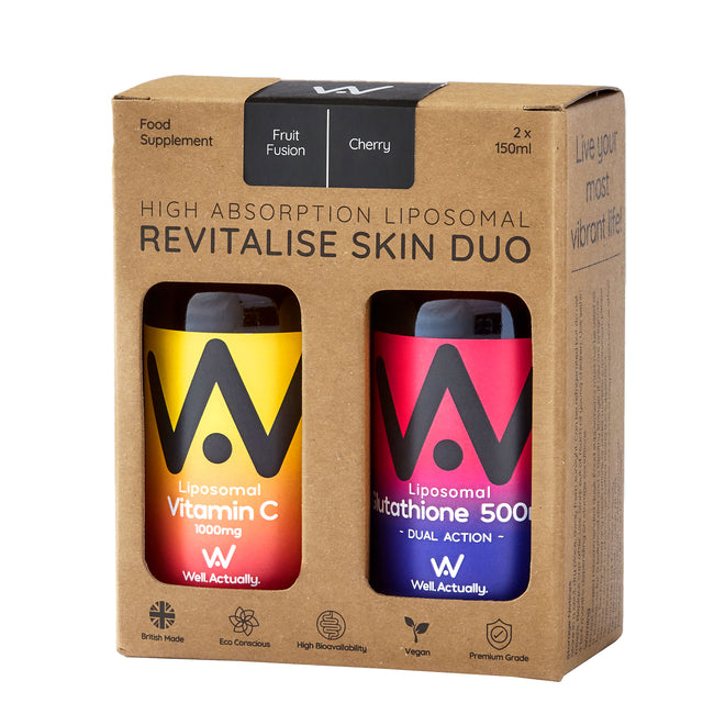 Well Actually Liposomal Revitalise Skin Duo - Vitamin C + Glutathione, 2 x 150ml