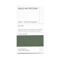 An image displaying the detailed label of Wild Nutrition Bone & Muscle Support supplement capsules with ingredients listed