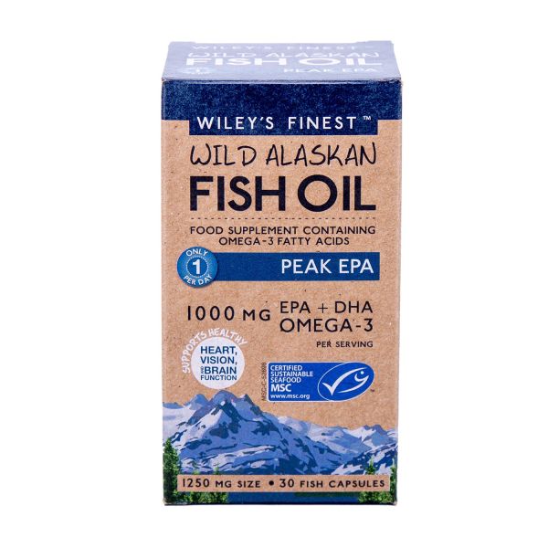 Wiley's Finest Wild Alaskan Fish Oil Peak EPA 1000mg, 30 Fish Capsules