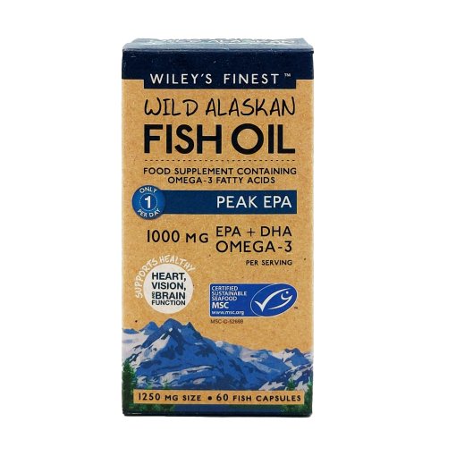 Wiley's Finest Wild Alaskan Fish Oil Peak EPA, 1000mg, 60 Fish Capsules