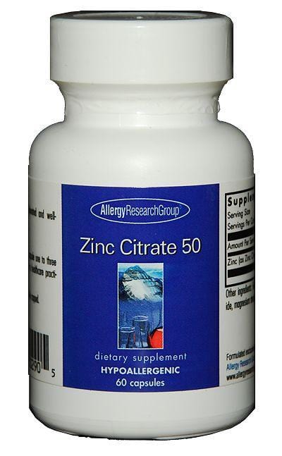 Allergy Research Zinc Citrate, 50mg, 60 Capsules