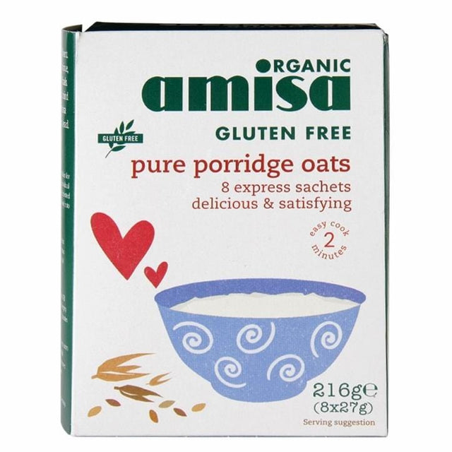 Amisa Organic Porridge Oats,27g x 8 Sachets