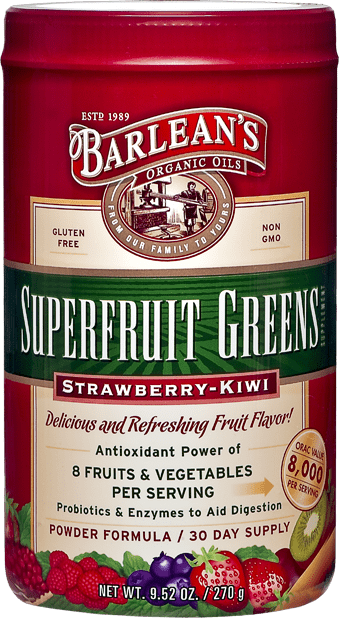 Barlean's Superfruit Greens, 270gr, Strawberry - Kiwi