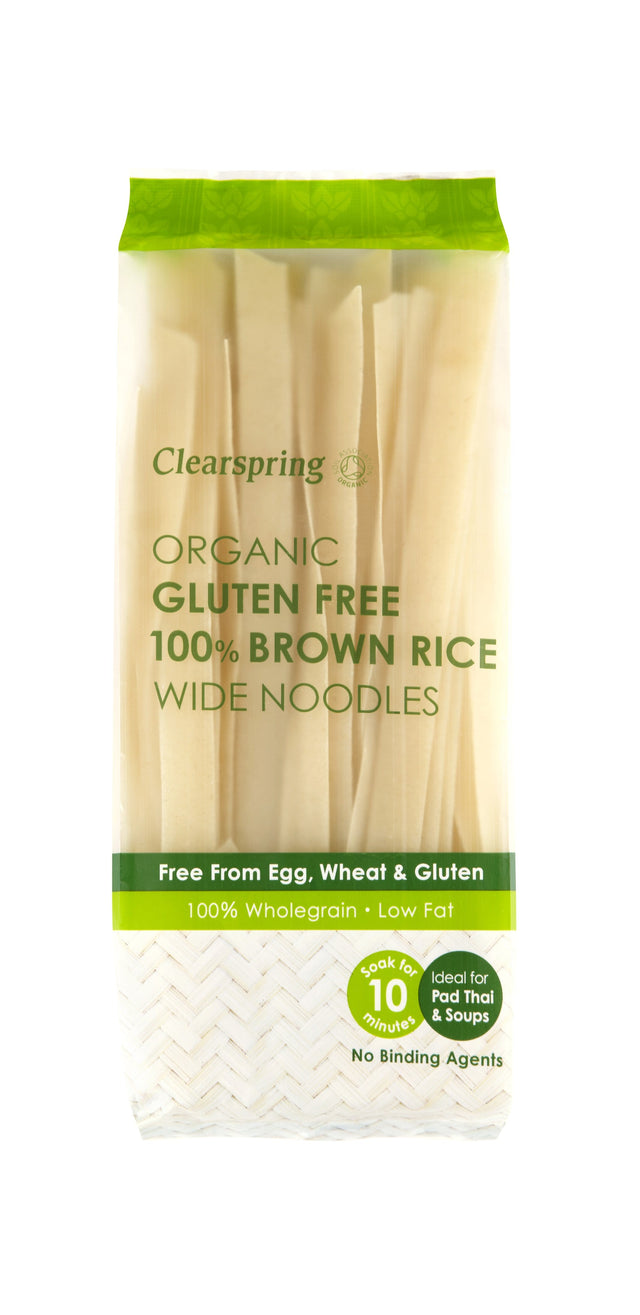 Clearspring Organic Gluten Free 100% Brown Rice Wide Noodles, 200gr