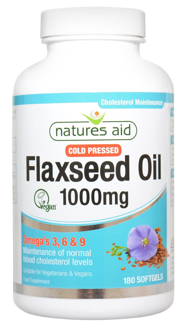 Natures Aid Flaxseed Oil, 1000mg, 180 Capsules