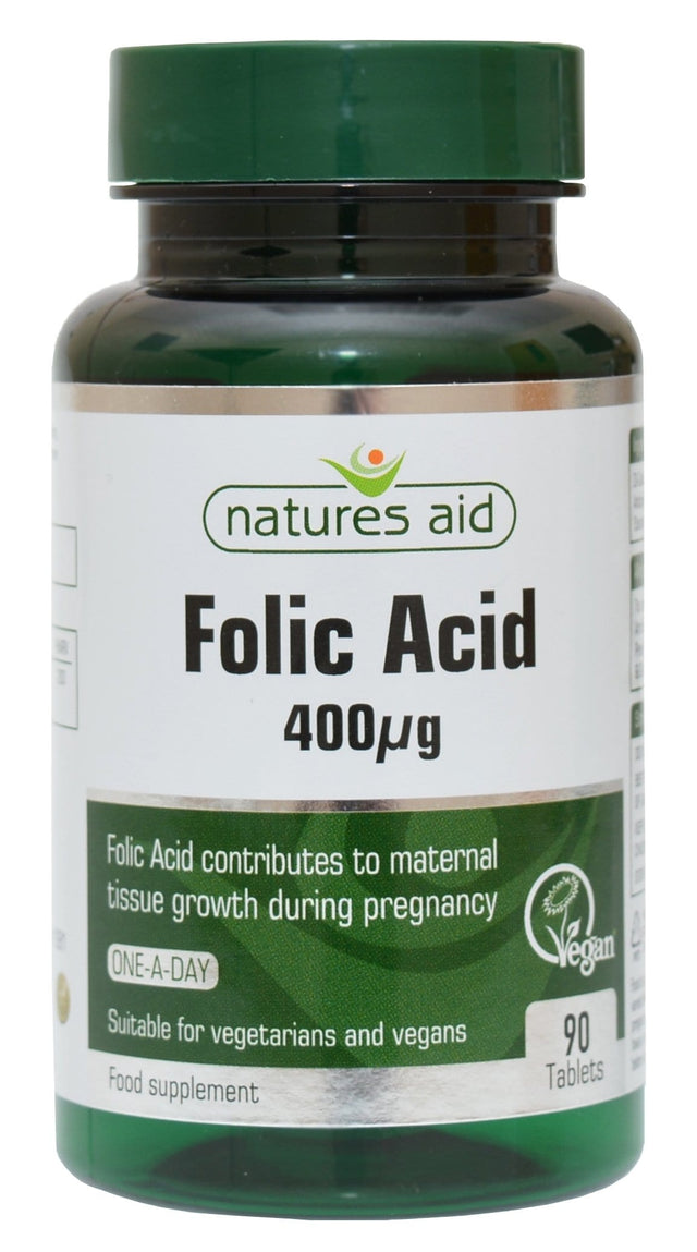 Natures Aid Folic Acid - 400ug, 500mg, 90 Tablets