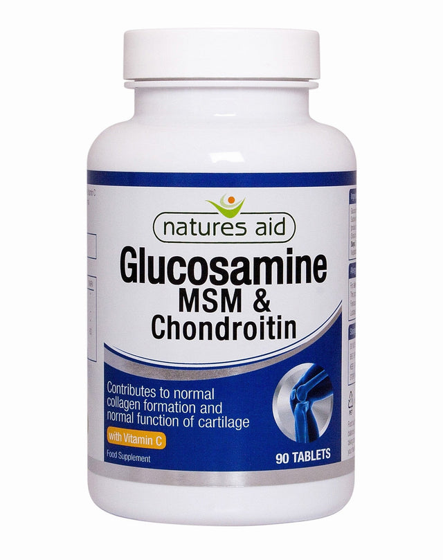 Natures Aid Glucosamine 500mg, MSM 500mg + Chondroitin 100mg, 90 Tablets