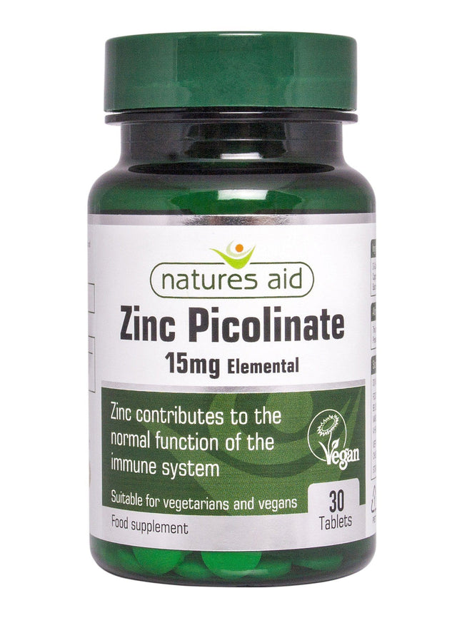 Natures Aid Zinc Picolinate 15mg elemental, 30 Tablets