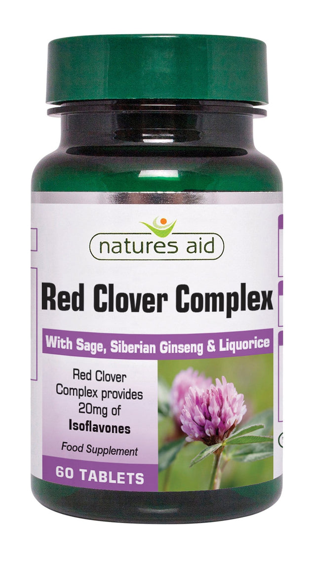 Natures Aid Red Clover Complex with Sage, Siberian Ginseng & Liquorice, 60 Capsules