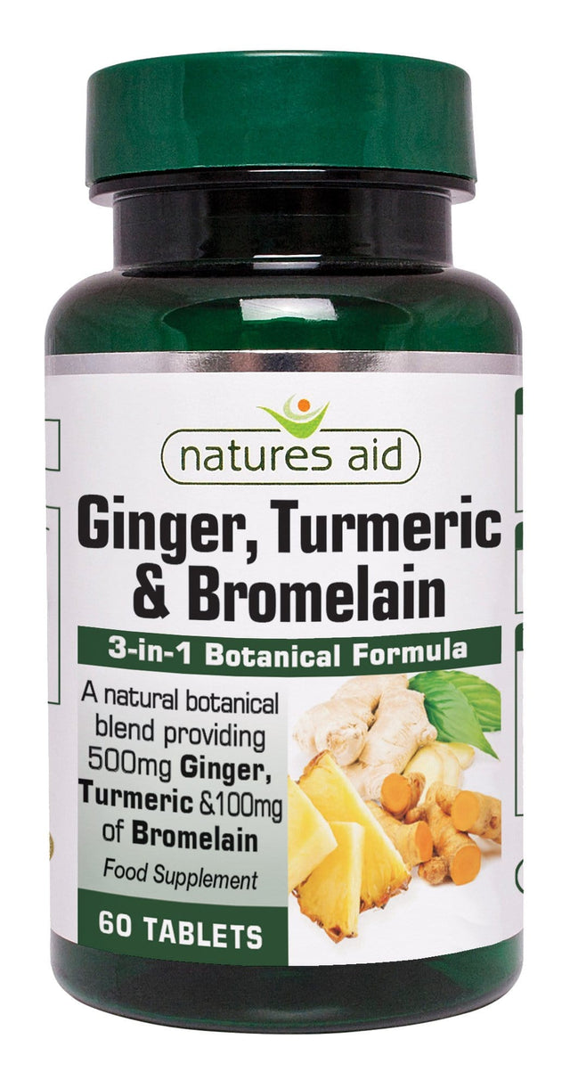 Natures Aid Ginger, Turmeric & Bromelain, 60 Tablets