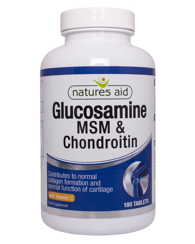 Natures Aid Glucosamine 500mg, MSM 500mg + Chondroitin 100mg, 180 Tablets