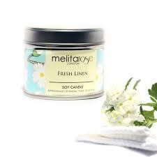 MelitaRose Fresh Linen Soy Candle Tin, 160gr